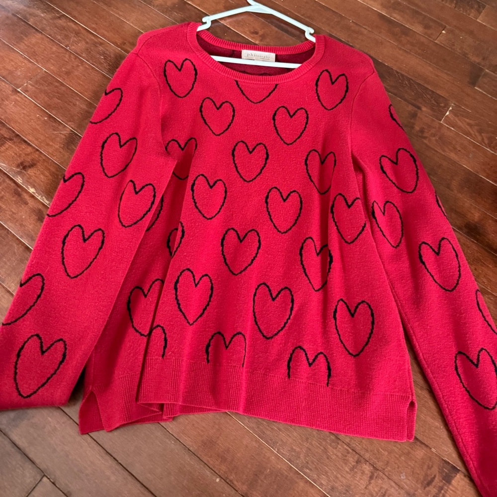 Red Heart Pattern Sweater